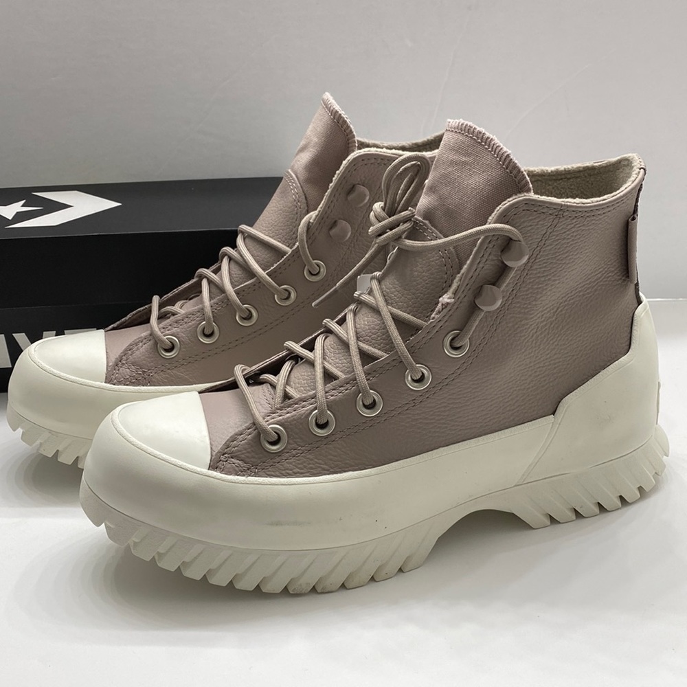 Converse Women's High-Top Platform Sneakers in Taupe and Off-White
